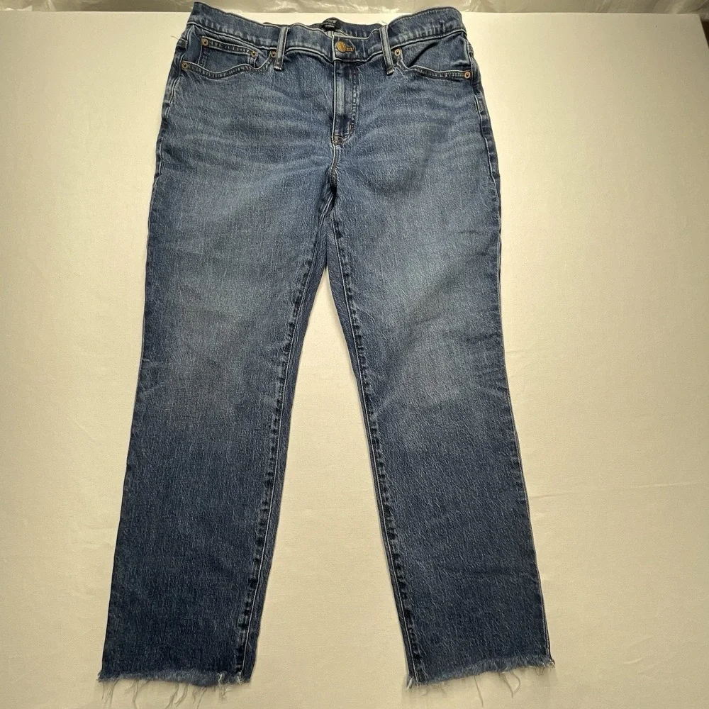 J Crew Women's‎ Jeans 32 Slim Boyfriend Blue Raw Hem
